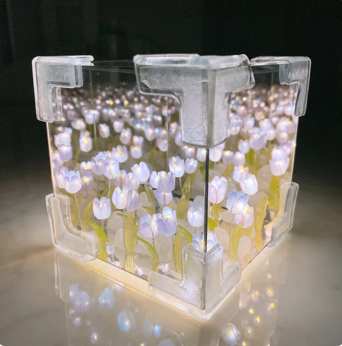 Petalya™ 3D Tulip Sea Cube Box Night Lamp – Romantic DIY Gift for Couples