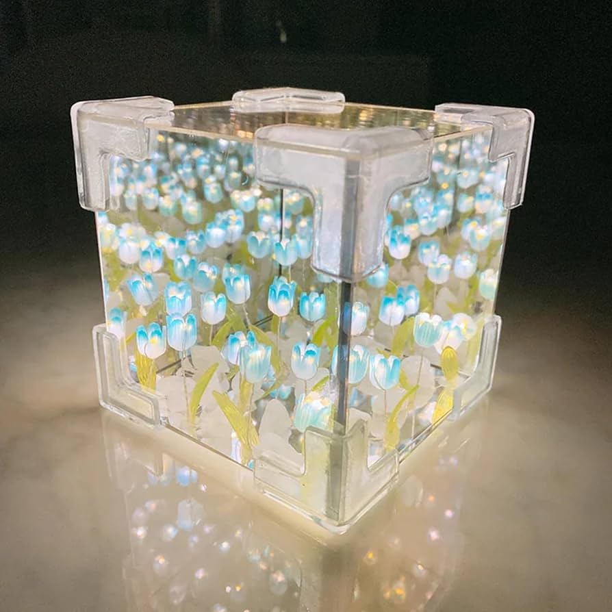 Petalya™ 3D Tulip Sea Cube Box Night Lamp – Romantic DIY Gift for Couples